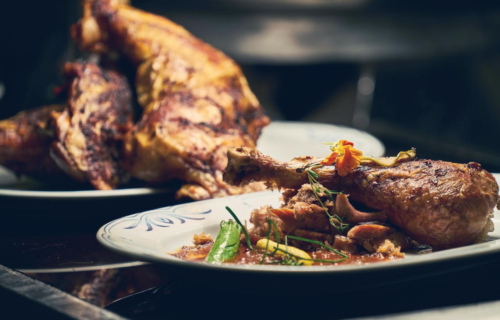 Finishing technique demonstration showing sear marks on sous-vide steak